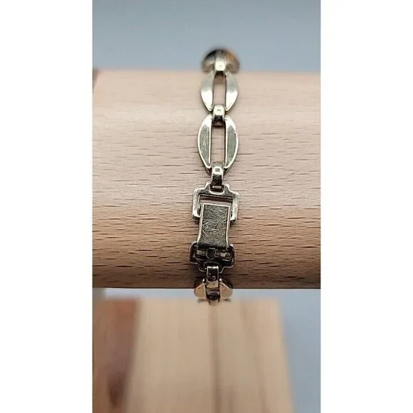 14k W. E. Richards Co. Symmetalic Sterling & Scarab Bracelet 6" Gemstones 1940s - Picture 4 of 15